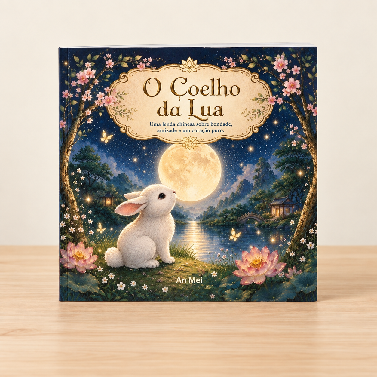 Exemplar físico do livro O Coelho da Lua, de An Mei